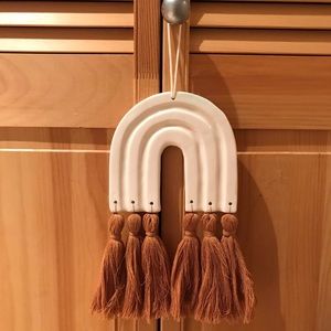 Clay and string rainbow wall hanging art